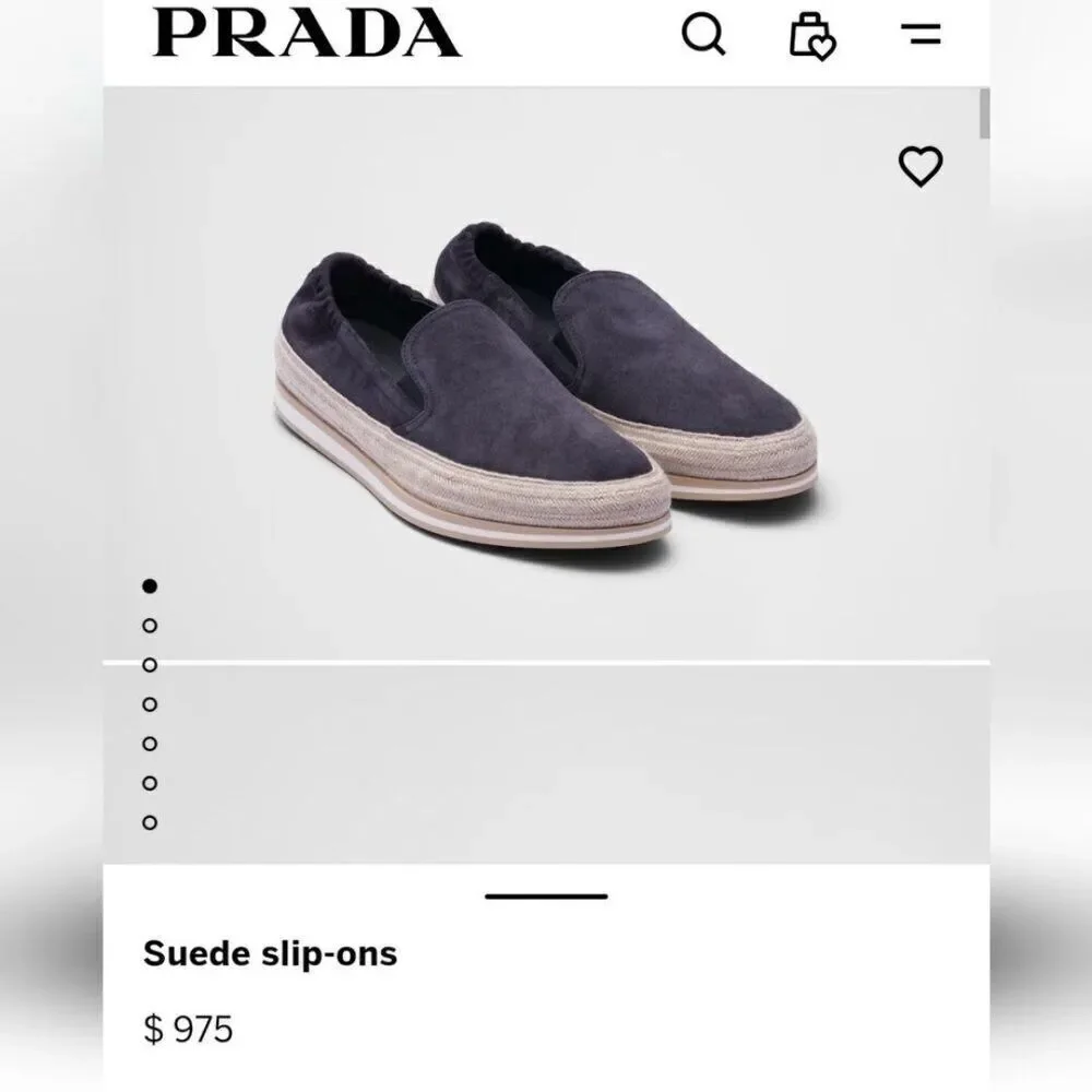 Prada light gray suede slip on sneakers size 36.5
